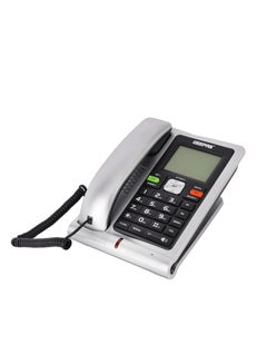 Geepas Executive Telephone with Caller ID GTP28011 , With 16-Digit LCD Display and White Backlight, Solid Built Quality and Classic Design, Hands Free Function and Auto Redial Silver & black - pnsku/N70092068V/45/_/1720594912/a70a17d3-047b-447a-b5b7-d26672dd5698