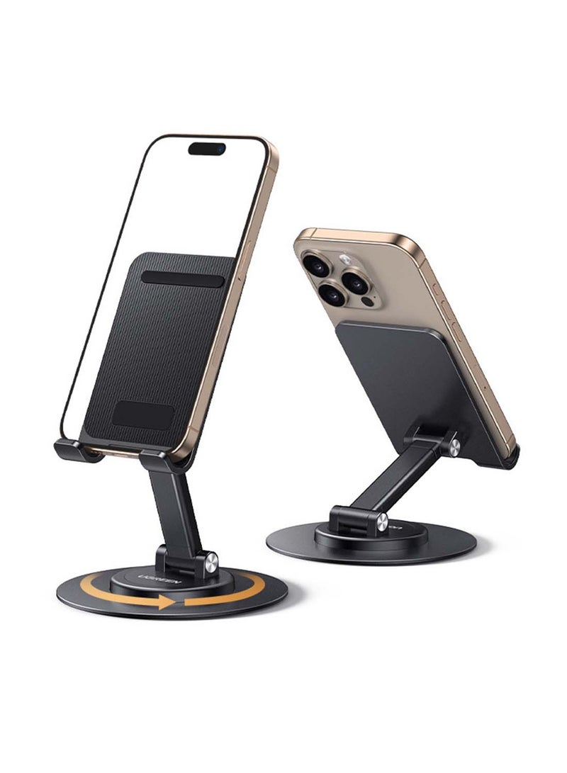 Ugreen 360° Mobile Stand For Desk, Phone Holder For Office Desk Cell Phone Mount For Video Recording Adjustable Travel Phone Stand For  iPhone 16/15 Series, Galaxy S24/23, Xiaomi, iPad mini, Switch Black  - Image 1