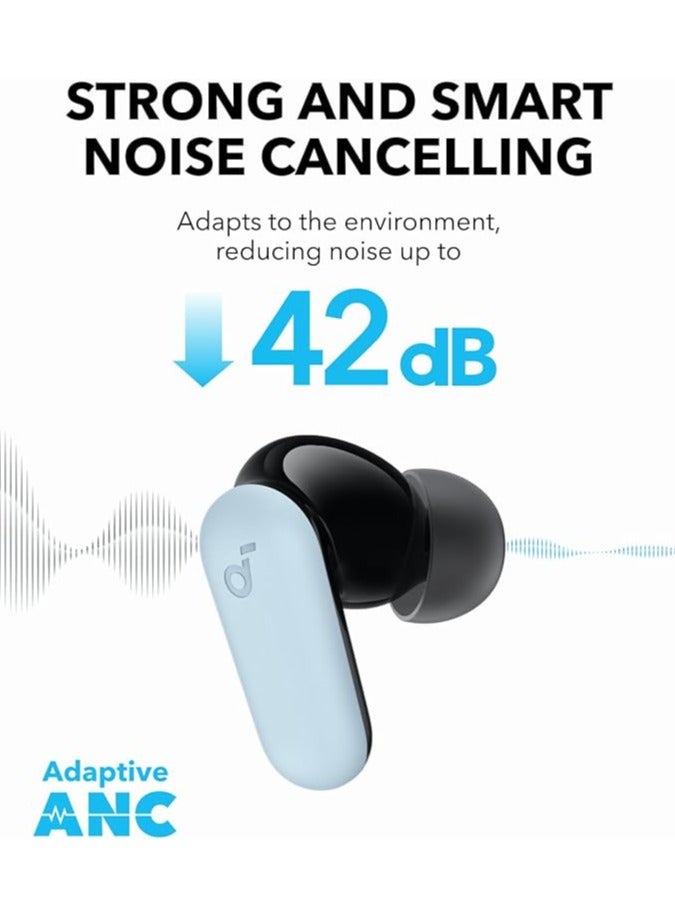 Soundcore - R50i Noise Cancelling Earbuds, Strong And Smart Noise Cancelling, Powerful Bass, 45H Playtime, 2-in-1 Case And Phone Stand, IP54, Wireless Earbuds, Bluetooth 5.4, App Control Blue - Image 1
