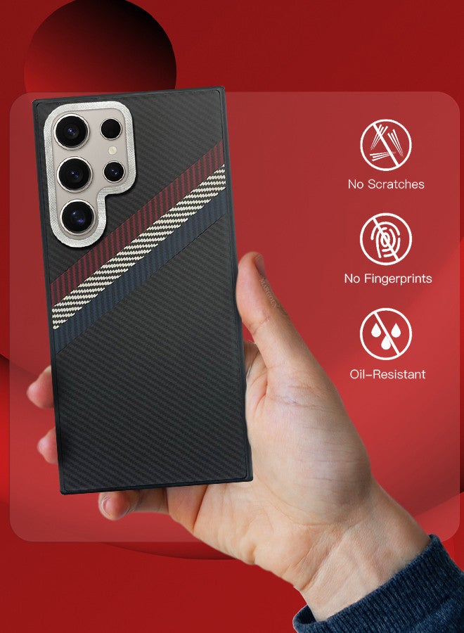 MARGOUN [for Samsung Galaxy S24 Ultra] 2 Packs Case Cover and Screen Protector Carbon Fiber Pattern Phone Case Slim Shockproof Back Cover Black/Red/Blue - Image 5