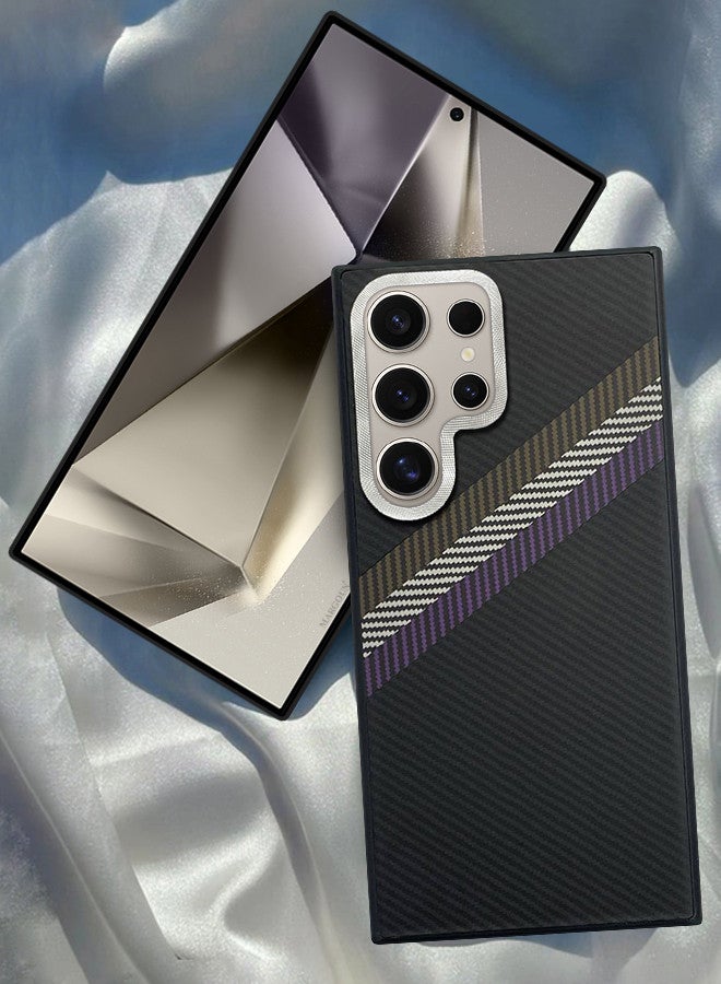 MARGOUN [for Samsung Galaxy S24 Ultra] Case Cover Carbon Fiber Pattern Phone Case Slim Shockproof Back Cover Black/Purple/Green  - Image 1