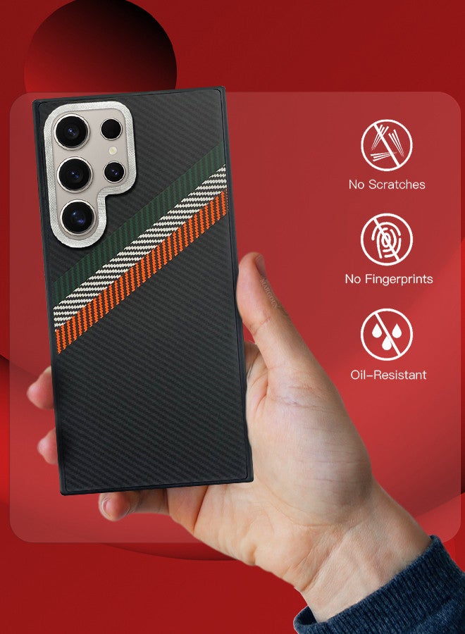 MARGOUN [for Samsung Galaxy S24 Ultra] Case Cover Carbon Fiber Pattern Phone Case Slim Shockproof Back Cover Black/Red/Green - Image 5