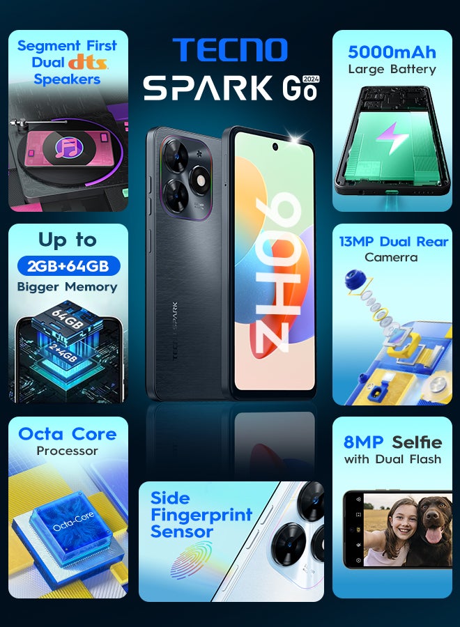 TECNO - Spark Go 2024 Dual Sim Gravity Black 2GB RAM 64GB - Middle East Version - Image 1