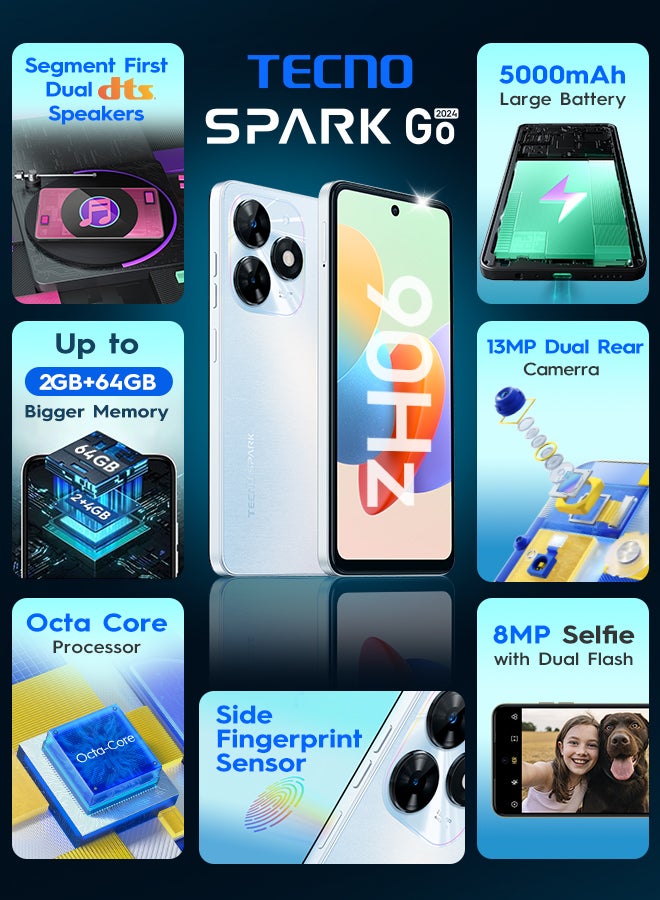 TECNO Spark Go 2024 Dual Sim Mystery White 2GB RAM 64GB - Middle East Version  - Image 4