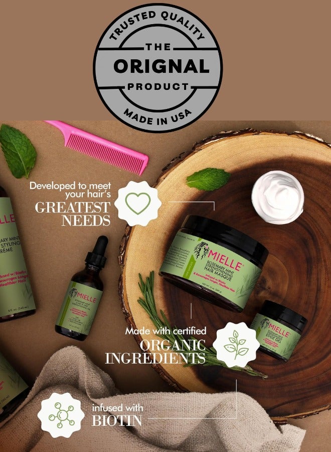 MIELLE Rosemary Mint Strengthening Hair Care Set - Shampoo, Conditioner, Hair Mask, Edge Gel, Hair Oil, Multi-Vitamin Styling Creme - Biotin-Infused For Hair Growth, Strengthens Weak Hair 1421mlml  - Image 3