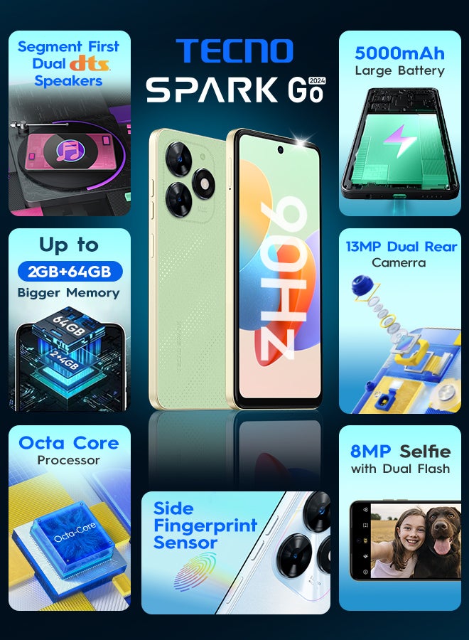 TECNO - Spark Go 2024 Dual Sim Magic Skin Green 2GB RAM 64GB - Middle East Version - Image 1
