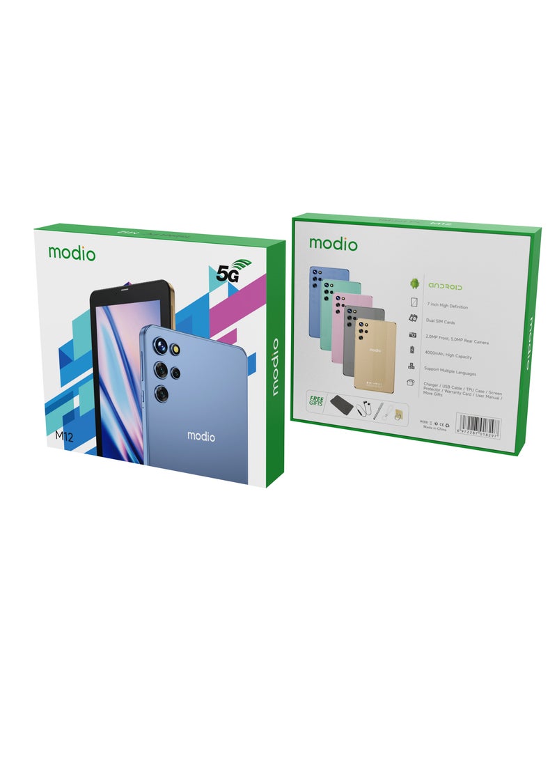 modio - M12 7 Inch HD IPS Display Dual SIM Support 6GB RAM 256GB 5G 2.0MP Front And 5.0MP Rear Cameras 4000mAH Battery Android Tablet - International Version(Gold) - Image 1