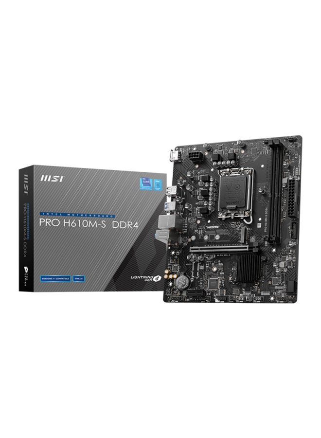 MSI - PRO H610M-S DDR4 Micro-ATX Motherboard, Socket LGA 1700, H610 Chipset, RTL8111H Gigabit LAN, 1x PCI-E x16 slot, 2xDDR4 Maximum Memory Capacity 64GB, 1xM.2, 2x SATA 6G, 1xHDMI | 911-7E44-003 - Image 1