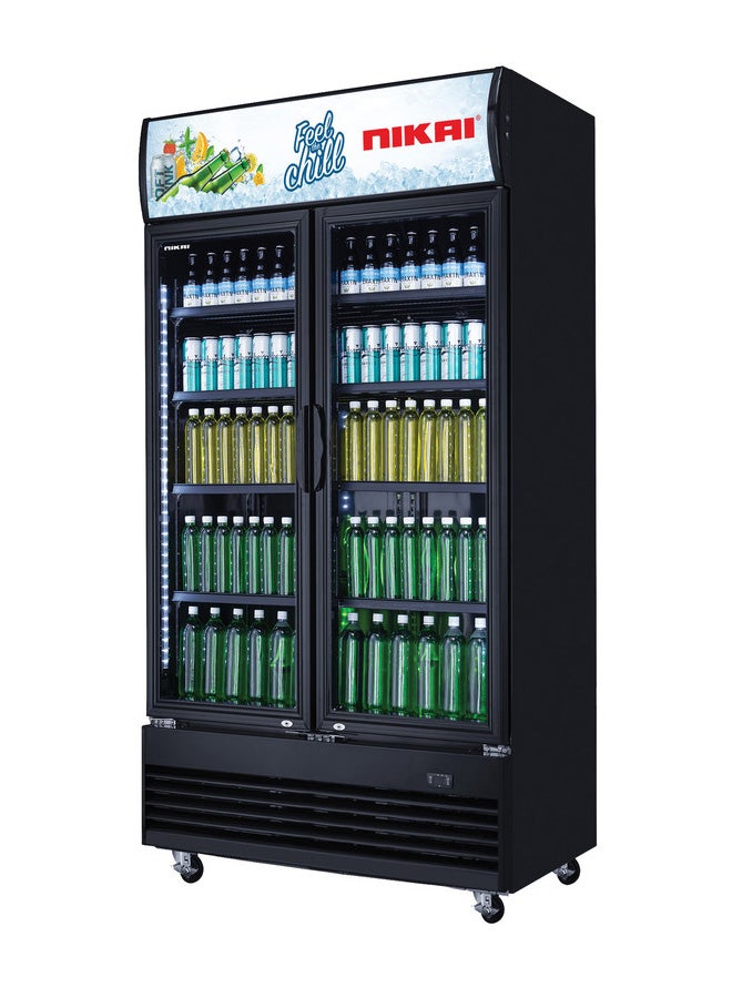 نيكاي 700L Double Door Chiller Fridge Commercial | No Frost Chiller | Digital Controls & Display | Auto Defrost | Adjustable Shelves | Castor Wheels | Tempered Glass 700 L 400 W NSF700FFH Black  - Image 4