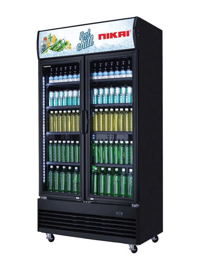 نيكاي 700L Double Door Chiller Fridge Commercial | No Frost Chiller | Digital Controls & Display | Auto Defrost | Adjustable Shelves | Castor Wheels | Tempered Glass 700 L 400 W NSF700FFH Black  - Image 3