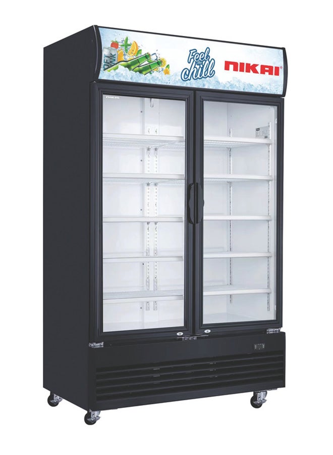 نيكاي 1200L Double Door Chiller Fridge Commercial | No Frost Chiller | Tropical Compressor | Digital Display Auto Defrost LED Light Adjustable Shelves Castor Wheels Tempered Glass 1200 L 500 W NSF1200FFH Black  - Image 4
