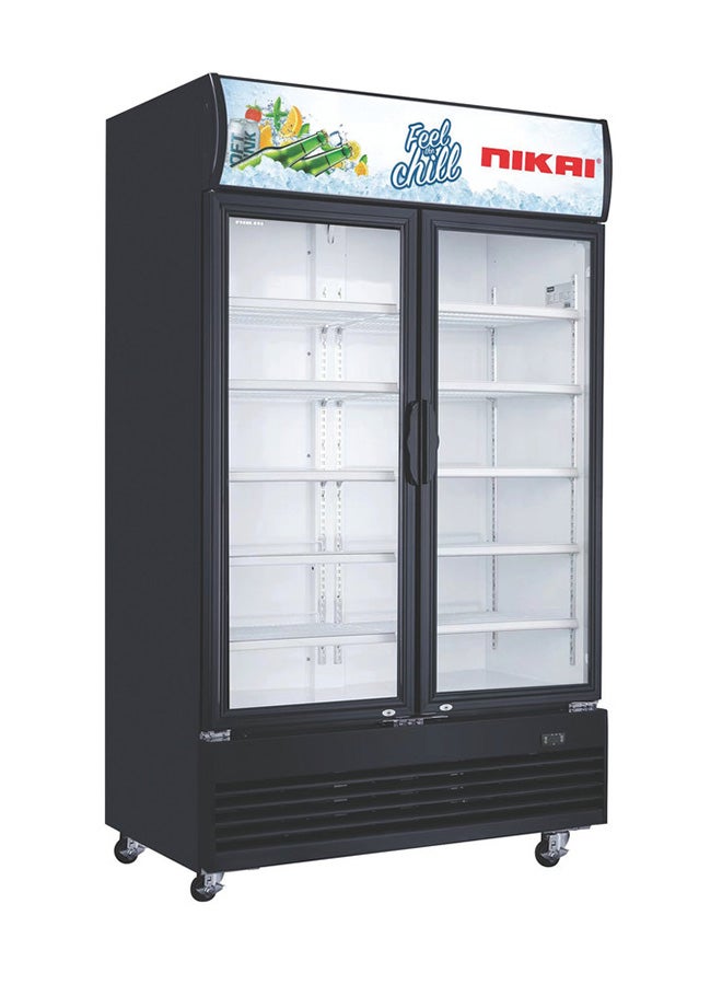 نيكاي 1200L Double Door Chiller Fridge Commercial | No Frost Chiller | Tropical Compressor | Digital Display Auto Defrost LED Light Adjustable Shelves Castor Wheels Tempered Glass 1200 L 500 W NSF1200FFH Black  - Image 1