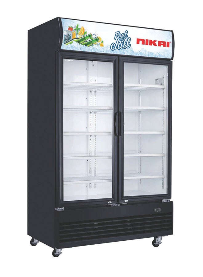 نيكاي 1200L Double Door Chiller Fridge Commercial | No Frost Chiller | Tropical Compressor | Digital Display Auto Defrost LED Light Adjustable Shelves Castor Wheels Tempered Glass 1200 L 500 W NSF1200FFH Black  - Image 2