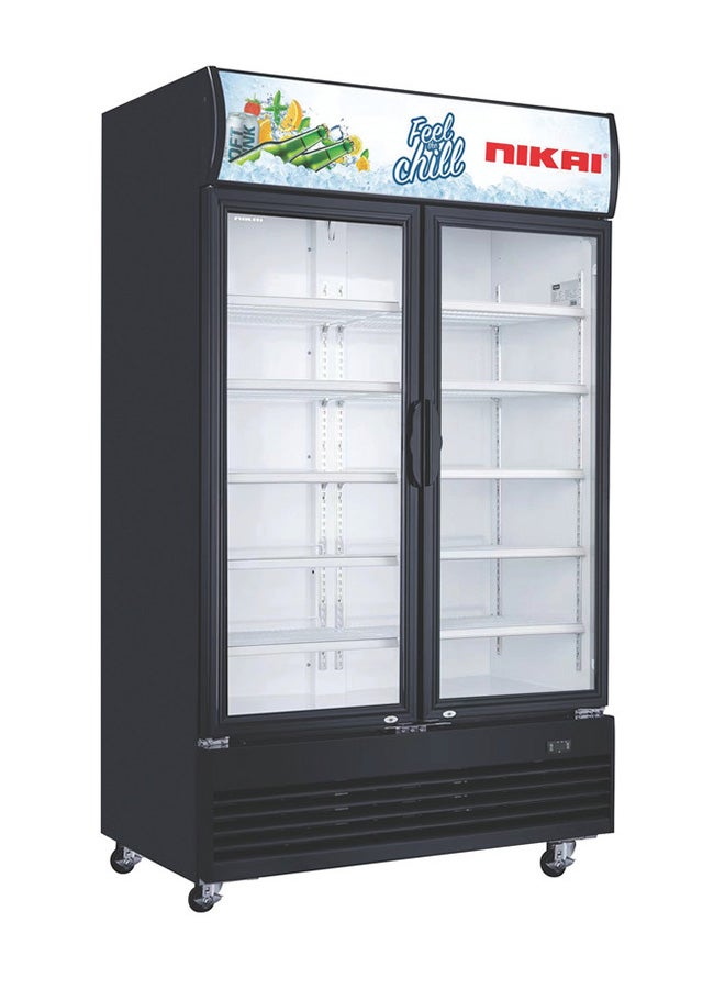 نيكاي 1200L Double Door Chiller Fridge Commercial | No Frost Chiller | Tropical Compressor | Digital Display Auto Defrost LED Light Adjustable Shelves Castor Wheels Tempered Glass 1200 L 500 W NSF1200FFH Black  - Image 5