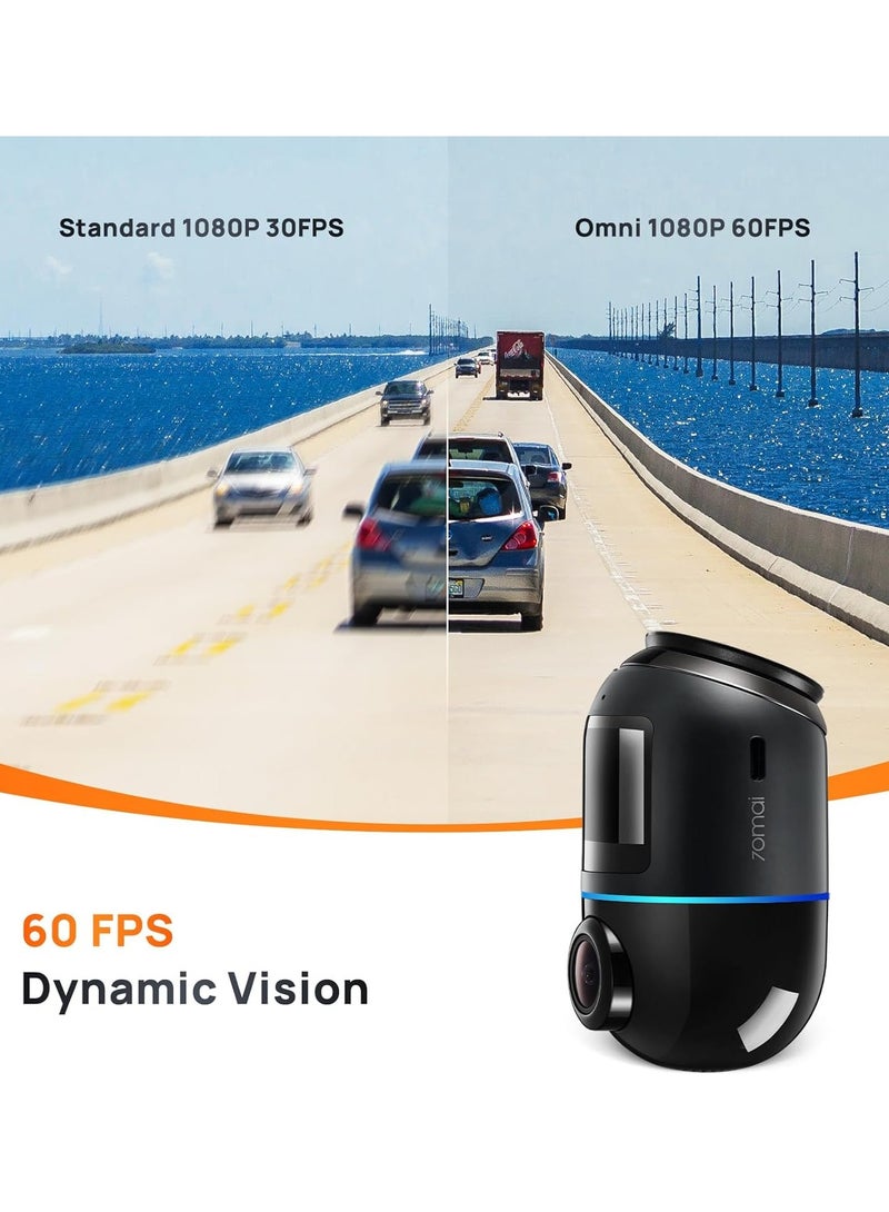 Dash Camera X200 Omni 360 Digree Dash Camera 1080P 60FPS 32GB eMMC Storage Black