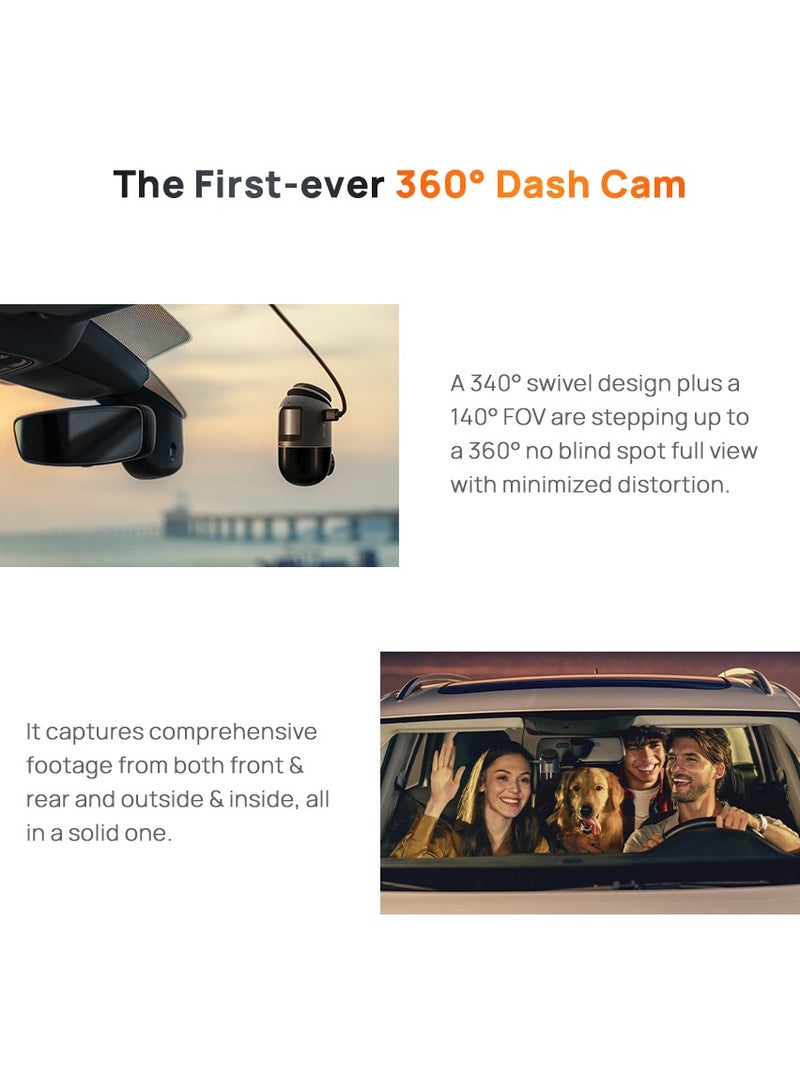 Dash Camera X200 Omni 360 Digree Dash Camera 1080P 60FPS 32GB eMMC Storage Black