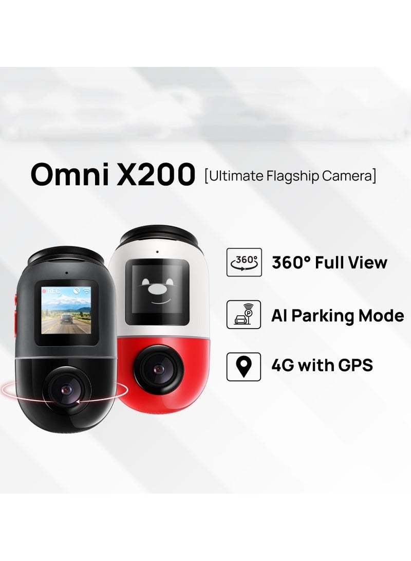 Dash Camera X200 Omni 360 Digree Dash Camera 1080P 60FPS 32GB eMMC Storage Black