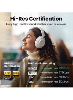 Ugreen Bluetooth Headphones, Noise Canceling wireless headphones,90 Hours Headphones Wireless Bluetooth,Hands-Free Call, Foldable Headphones Over Ear For Travel, Home, Office, iPhone 16/15 Series, Galaxy, PC White  - Image 2