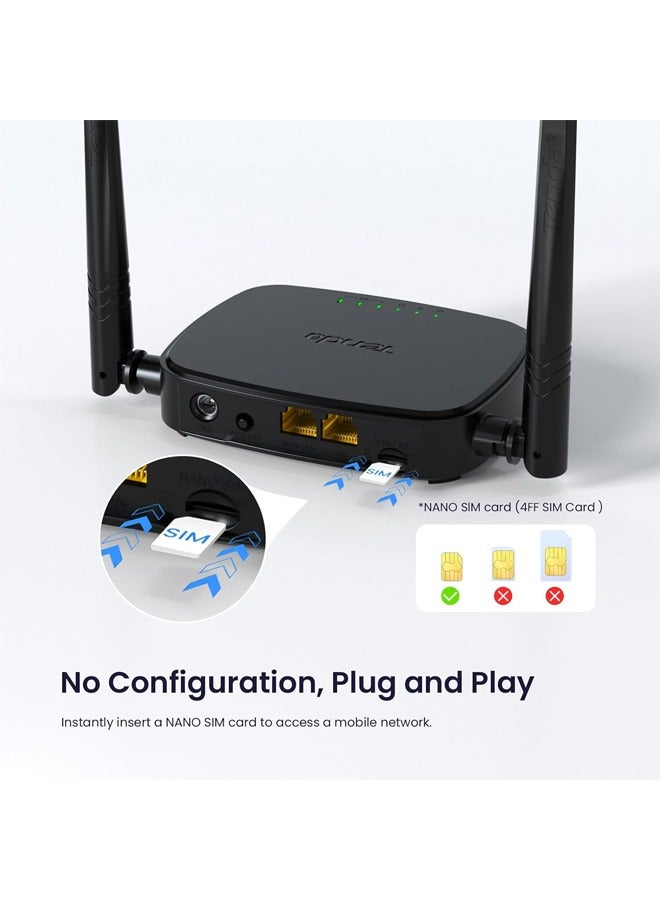 Tenda - Router 4G SIM 4G03 Pro - Mobile WiFi Router 3G/4G Wireless Band 2.4 GHz 300Mpbs, LTE Cat4 150Mpbs Black. - Image 1