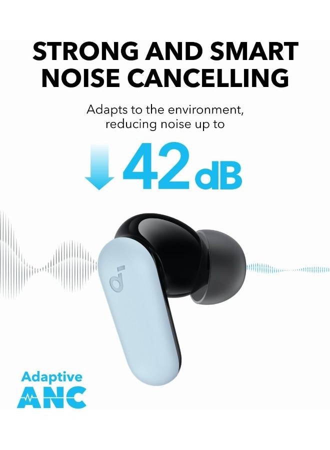 Soundcore - R50i NC by Anker Noise Cancelling Earbuds, Strong and Smart Noise Cancelling, Powerful Bass, 45H Playtime, 2-in-1 Case and Phone Stand, IP54, Wireless Earbuds, Bluetooth 5.4, App Control Blue Blue - Image 1