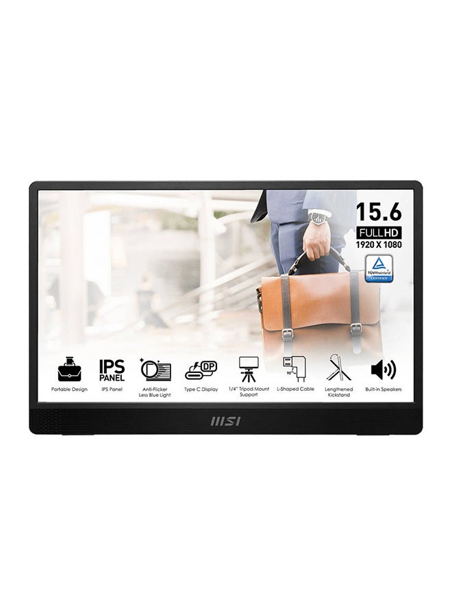MSI - 16 inch PRO MP161 E2 Portable Monitor, FHD IPS Display, 60Hz Refresh Rate, 4ms (GtG) Response Time, 16.7m Display Colors, 2x 1.5W Built-In Speakers, PRO-MP161-E2 Black - Image 1