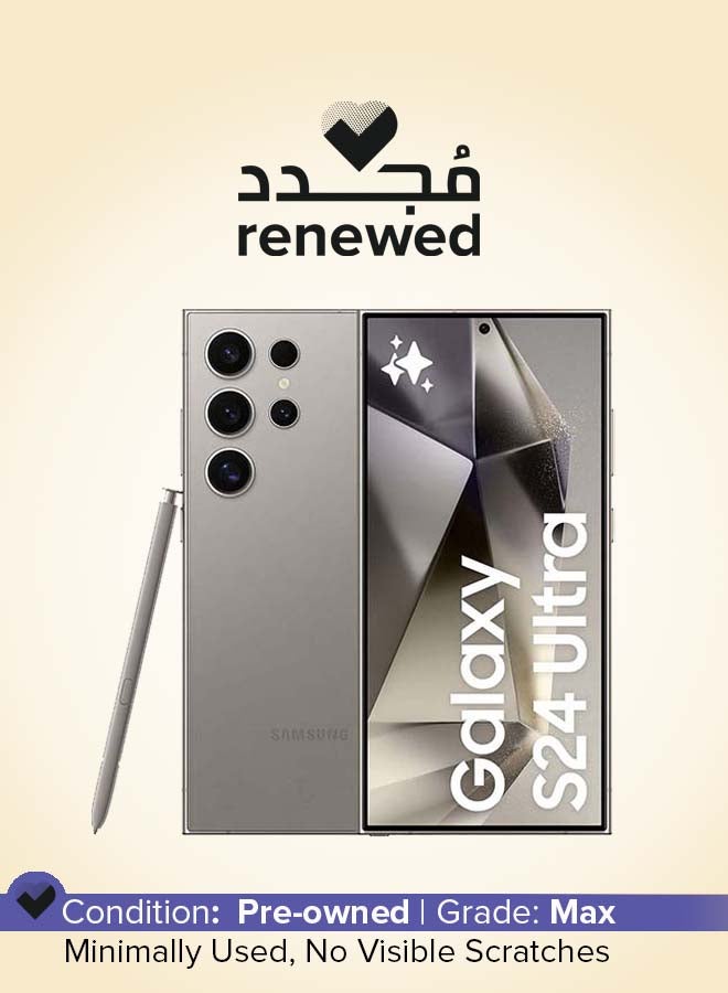 سامسونج تم تجديده - جالكسي S24 ألترا ثنائي الشريحة باللون الرمادي التيتانيوم 12 جيجا بايت رام 256 جيجا بايت 5G - إصدار الشرق الأوسط  - Image 1