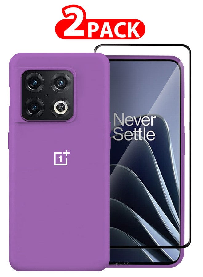 MARGOUN (for OnePlus 10 Pro) 2 Pack Case and Screen Protector Soft Slim Protective Case Scratch and Bump Resistant Cover Purple  - Image 1