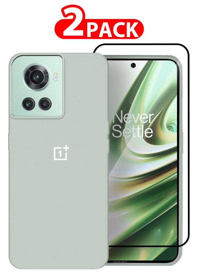 MARGOUN (for OnePlus 10R) 2 Pack Case and Screen Protector Soft Slim Protective Case Scratch and Bump Resistant Cover Quill Grey - Image 1