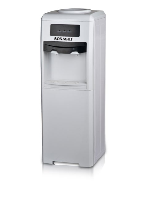 Water Dispenser - Top Loading with 2 Taps Hot & Cold  | Floor Standing Model with Compressor Cooling, Refrigerator | Touch Control with LED Light Indicator | Perfect for Home and Office SWD-43N White