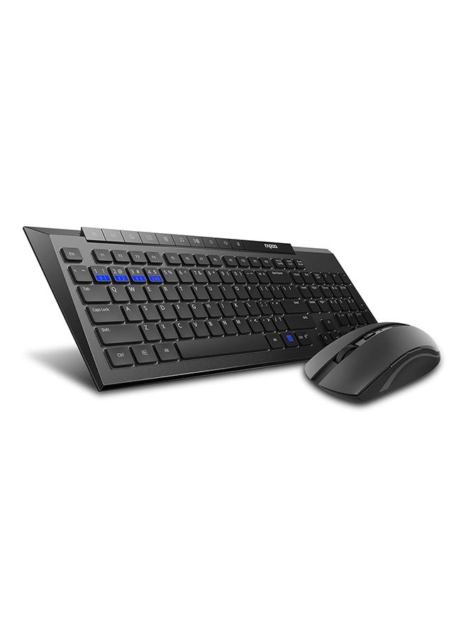 رابو 8210M Wireless Keyboard and Mouse Combo, Multi-mode connectivity connect up to 3 Devices simultaneously, BT5.0, BT 3.0 and 2.4 G | Adjustable DPI Optical Mouse English/Arabic Layout(Black) Black - Image 4