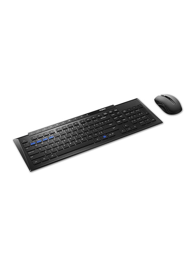 رابو 8210M Wireless Keyboard and Mouse Combo, Multi-mode connectivity connect up to 3 Devices simultaneously, BT5.0, BT 3.0 and 2.4 G | Adjustable DPI Optical Mouse English/Arabic Layout(Black) Black - Image 3