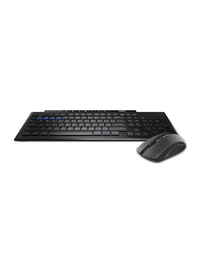 رابو 8210M Wireless Keyboard and Mouse Combo, Multi-mode connectivity connect up to 3 Devices simultaneously, BT5.0, BT 3.0 and 2.4 G | Adjustable DPI Optical Mouse English/Arabic Layout(Black) Black - Image 5