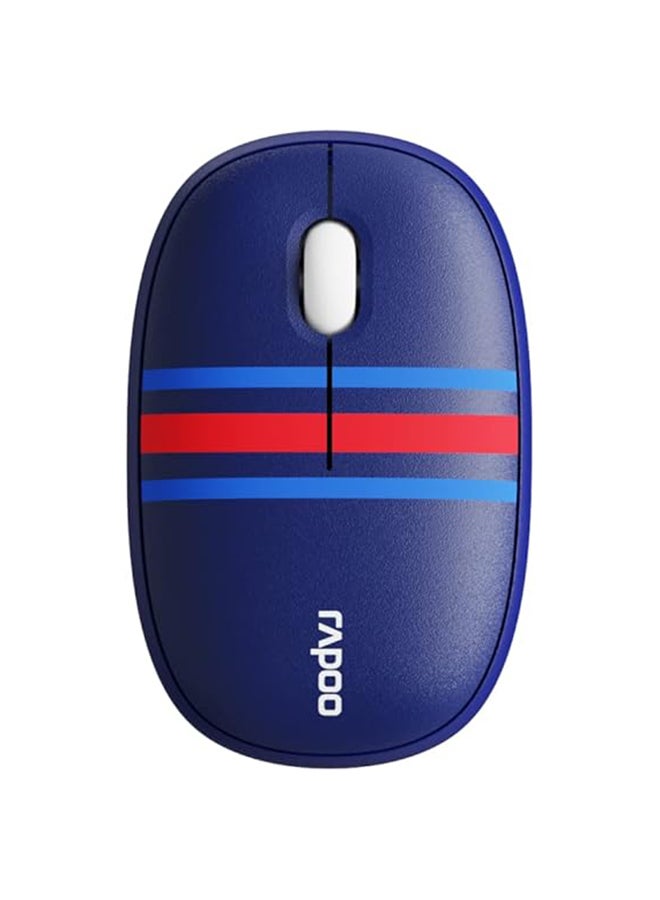 Rapoo M650 Bluetooth Wireless Mouse Blue Red for Soccer/football Lovers | Multi Mode (BT 3.0, 5.0 & 2.4GHz) 1300 DPI Silent Click Mouse, Slim Design | Comapatible with Laptop, PC, Tablets, & Mac Blue/Red - Image 1