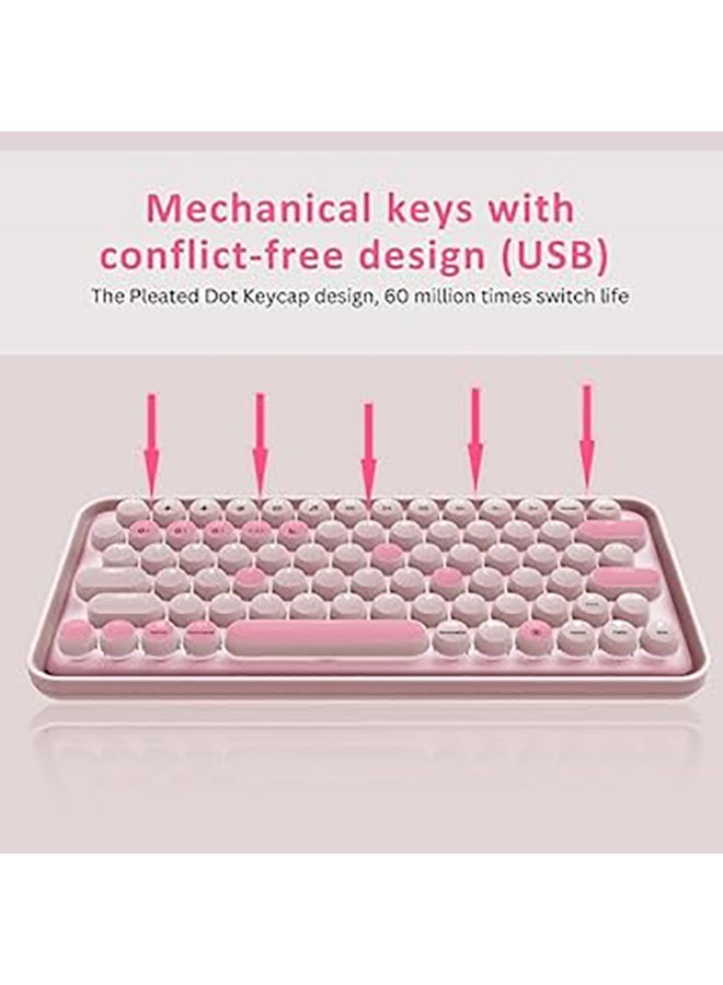 Rapoo - Ralemo Pre5 multi-mode wireless mechanical keyboard with Backlight (BT 4.0/BT 5.0/2.4G) Connect upto 4 Devices, USB-C Rechargeable interface | Dot Keycap, Multi-Media hotkeys Pink - Image 1
