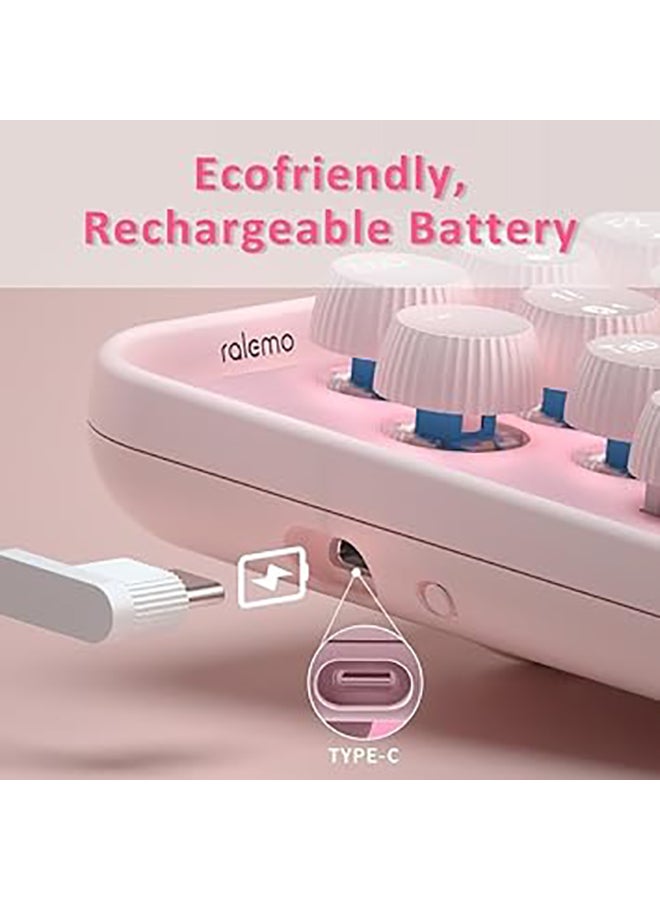 Rapoo - Ralemo Pre5 multi-mode wireless mechanical keyboard with Backlight (BT 4.0/BT 5.0/2.4G) Connect upto 4 Devices, USB-C Rechargeable interface | Dot Keycap, Multi-Media hotkeys Pink - Image 1