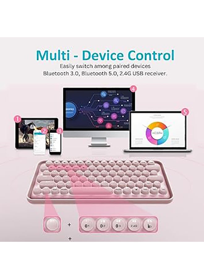 Rapoo - Ralemo Pre5 multi-mode wireless mechanical keyboard with Backlight (BT 4.0/BT 5.0/2.4G) Connect upto 4 Devices, USB-C Rechargeable interface | Dot Keycap, Multi-Media hotkeys Pink - Image 1