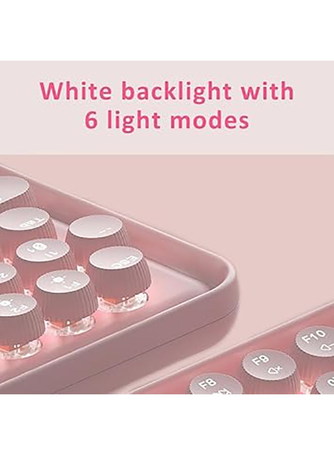 Rapoo - Ralemo Pre5 multi-mode wireless mechanical keyboard with Backlight (BT 4.0/BT 5.0/2.4G) Connect upto 4 Devices, USB-C Rechargeable interface | Dot Keycap, Multi-Media hotkeys Pink - Image 1