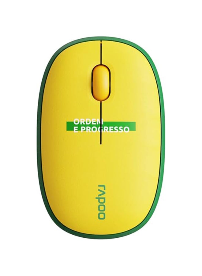 Rapoo M650 Wireless Mouse Flag Version | Multi Mode Mouse (BT 3.0, BT 5.0 & 2.4GHz) 1300 DPI Silent Click Mouse, Slim Design | Flag Mouse For Laptop, PC, Tablets, & Mac Yollow/Green - Image 1