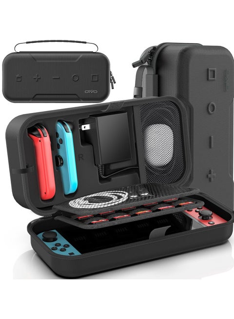 Switch OLED Carrying Case Compatible with Nintendo Switch/OLED Model, Portable Switch Travel Carry Case Fit for Joy-Con and Adapter, Hard Shell Protective Switch Pouch Case with 20 Games