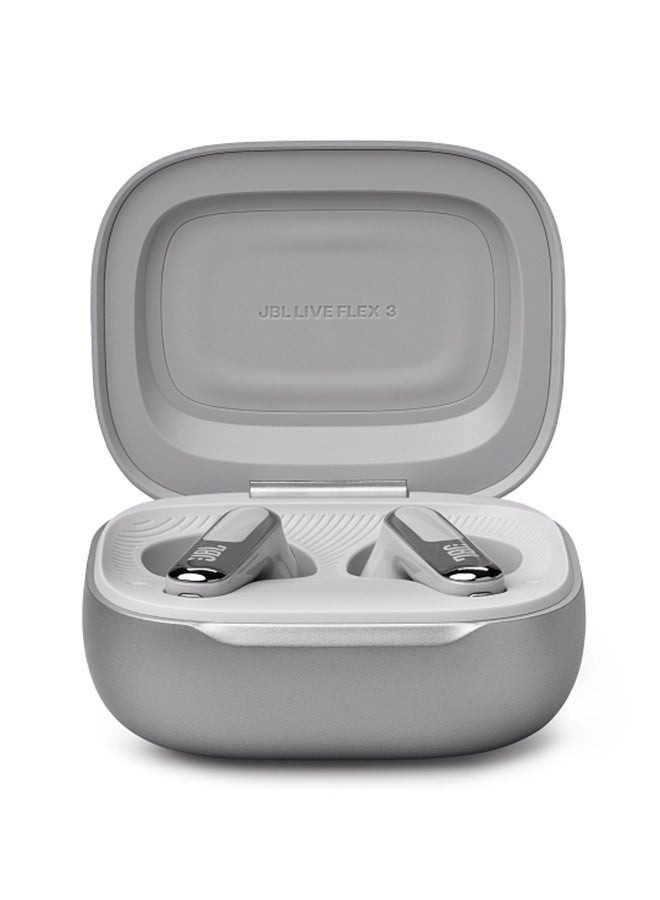 JBL - Live Flex 3 True Wireless Noise Cancelling Open-Stick Earbuds Silver - Image 1