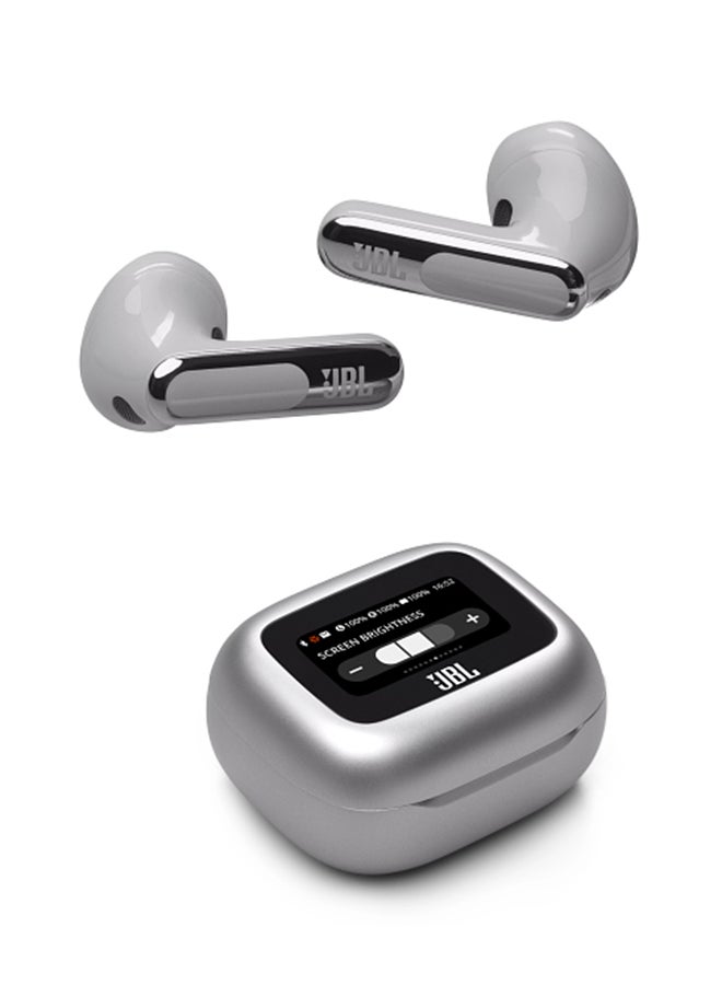 JBL - Live Flex 3 True Wireless Noise Cancelling Open-Stick Earbuds Silver - Image 1