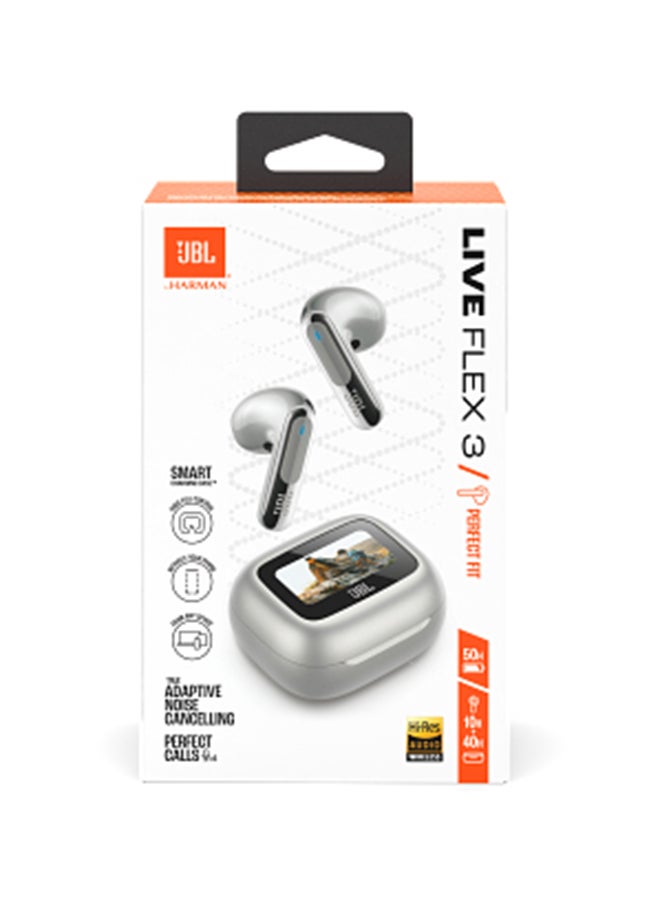 JBL - Live Flex 3 True Wireless Noise Cancelling Open-Stick Earbuds Silver - Image 1
