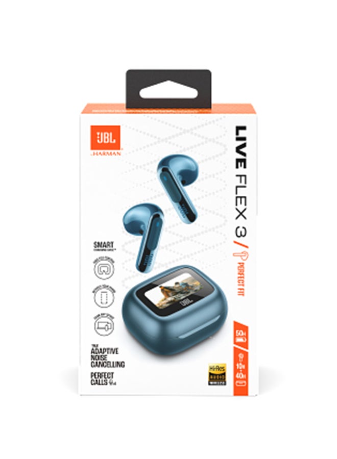 JBL - Live Flex 3 True Wireless Noise Cancelling Open-Stick Earbuds Blue - Image 1