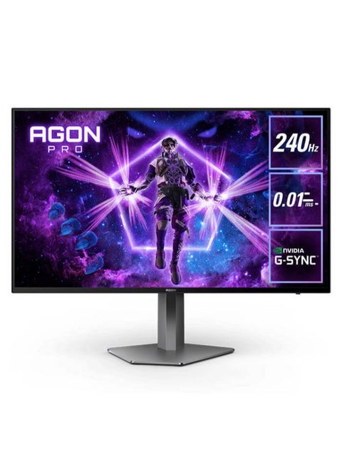 AG276QZD AGON Pro Gaming Monitor 27-inch 2K QHD 2560x1440, HDR10, OLED Panel Type, 240Hz Refresh Rate, 0.01ms Response Time, G-Sync Compatible, Light FX, Height Adjustable Stand Black & Grey