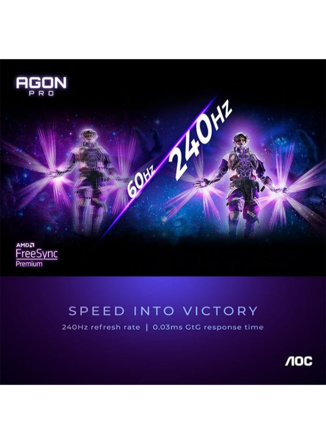 AG276QZD AGON Pro Gaming Monitor 27-inch 2K QHD 2560x1440, HDR10, OLED Panel Type, 240Hz Refresh Rate, 0.01ms Response Time, G-Sync Compatible, Light FX, Height Adjustable Stand Black & Grey
