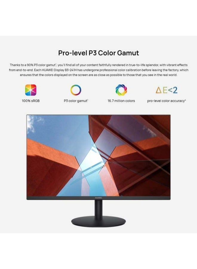 HUAWEI - B3-241H Computer Monitor 23.8-inch Full HD (1920x1080) IPS Panel Type, 75Hz Refresh Rate, AMD FreeSync Black - Image 1