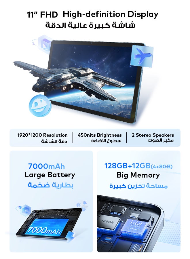 ITEL - VistaTab 30 With 11-Inch Dual SIM Grey 4+8GB RAM 128GB 4G - Middle East Version - Image 1