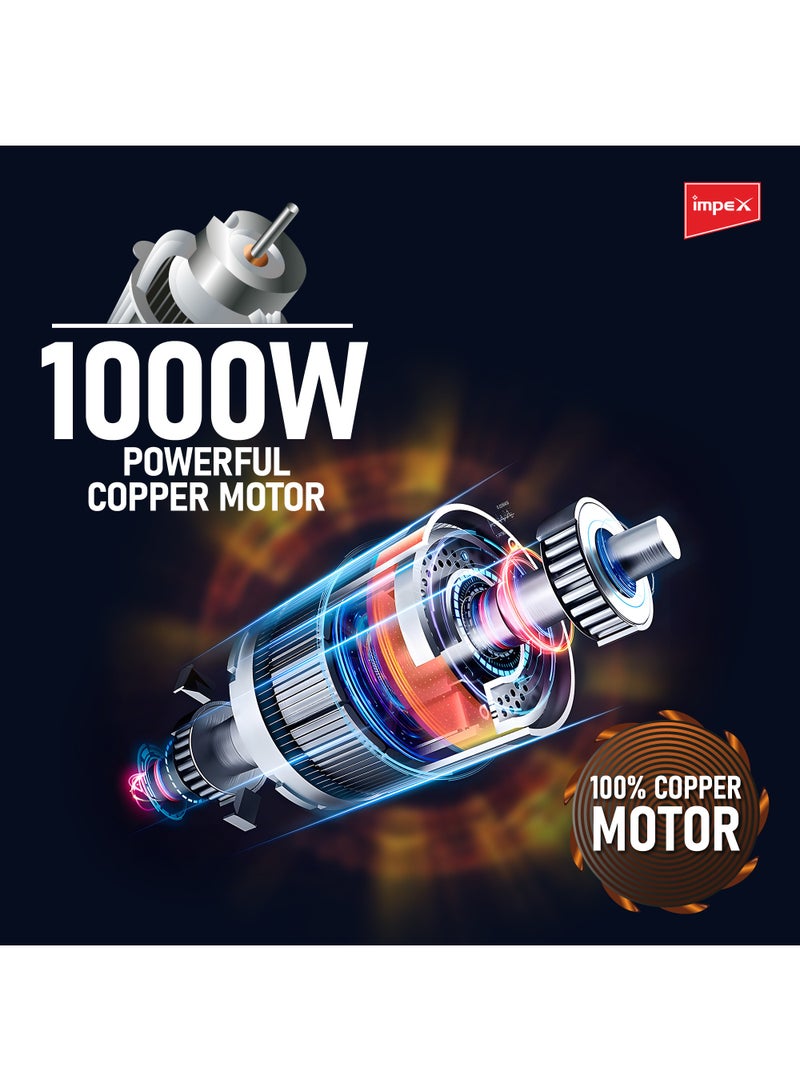 Impex 4-In-1 Mixer Grinder Blender Powerful Copper Motor 3 Speed Pulse And Harmonic Grinding Technology Overheat Protection 4 Jars Liquidizing/Chutney/Dry/Juicer Jar 1000 W BL 1004 Black/Silver  - Image 4