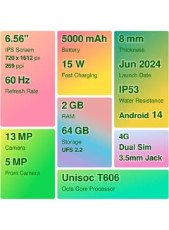موتورولا هاتف Moto e14 ثنائي الشريحة باللون الأخضر الباستيل وذاكرة الوصول العشوائي (RAM) سعة 2 جيجابايت وذاكرة تخزين داخلية 64 جيجابايت ويدعم تقنية 4G LTE - إصدار الشرق الأوسط  - Image 5