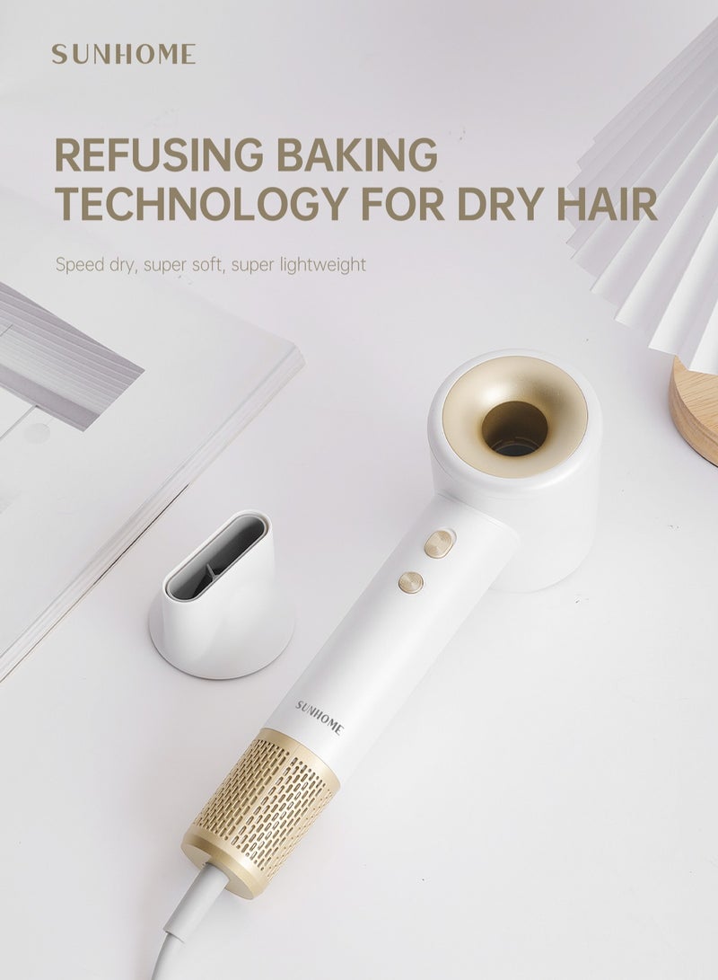 Supersonic 110000 RPM Professional Ionic Blow Dryer for Fast Drying Hypersonic Low Noise Constant Temperature Without Damaging Hair with 360° Rotating Magnetic Nozzle White - pnsku/N70092746V/45/_/1720846869/9947f617-f70d-45a4-ad01-46515b6c5c49
